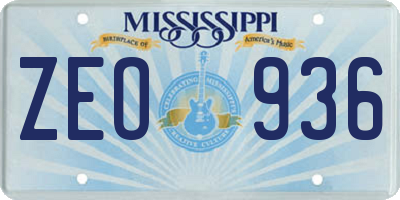 MS license plate ZEO936