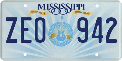 MS license plate ZEO942