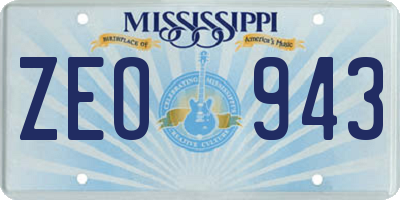 MS license plate ZEO943