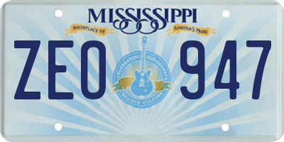 MS license plate ZEO947