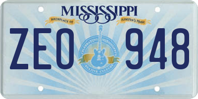 MS license plate ZEO948