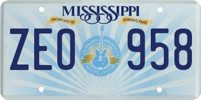 MS license plate ZEO958