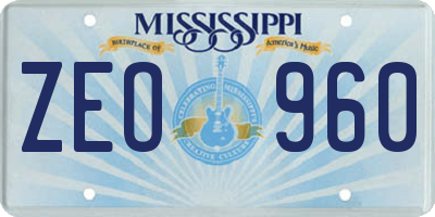 MS license plate ZEO960