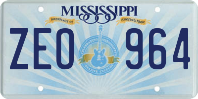 MS license plate ZEO964