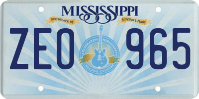 MS license plate ZEO965