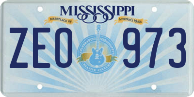 MS license plate ZEO973