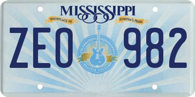 MS license plate ZEO982