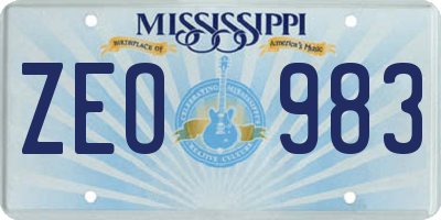 MS license plate ZEO983