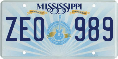 MS license plate ZEO989