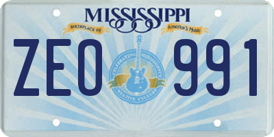 MS license plate ZEO991