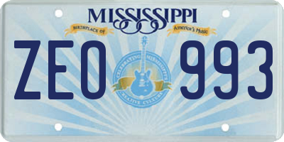 MS license plate ZEO993