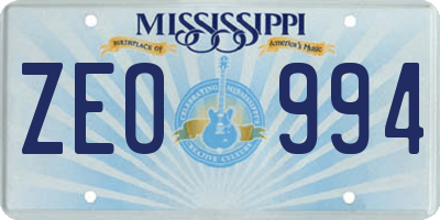 MS license plate ZEO994