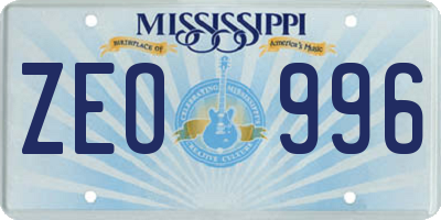 MS license plate ZEO996