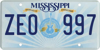 MS license plate ZEO997