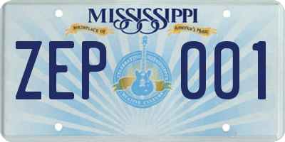 MS license plate ZEP001
