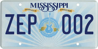 MS license plate ZEP002
