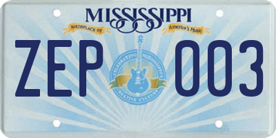 MS license plate ZEP003