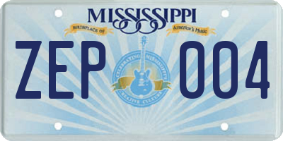 MS license plate ZEP004