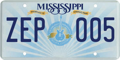 MS license plate ZEP005