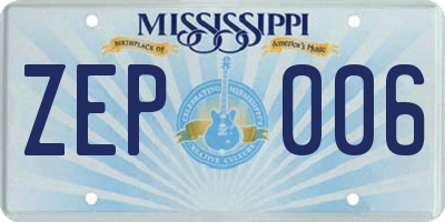 MS license plate ZEP006