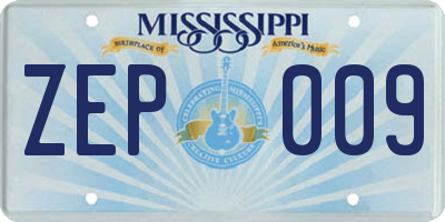 MS license plate ZEP009