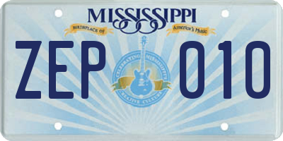 MS license plate ZEP010