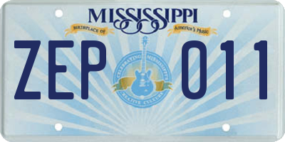 MS license plate ZEP011