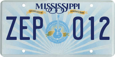 MS license plate ZEP012