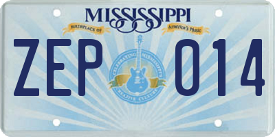 MS license plate ZEP014