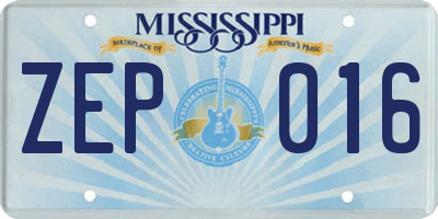 MS license plate ZEP016