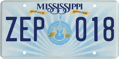 MS license plate ZEP018