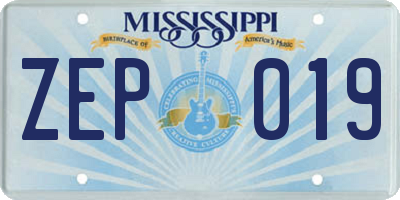 MS license plate ZEP019