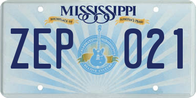 MS license plate ZEP021