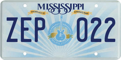 MS license plate ZEP022