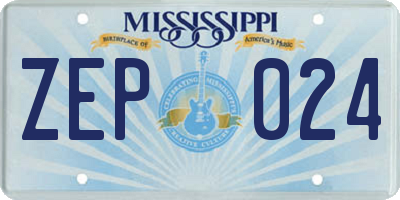 MS license plate ZEP024