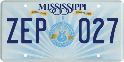 MS license plate ZEP027
