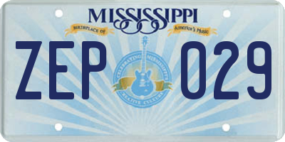 MS license plate ZEP029