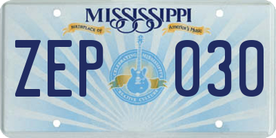 MS license plate ZEP030