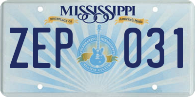 MS license plate ZEP031