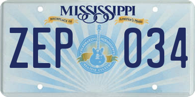 MS license plate ZEP034