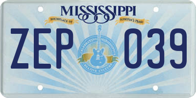 MS license plate ZEP039