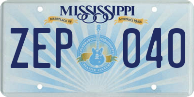 MS license plate ZEP040