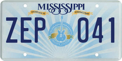 MS license plate ZEP041