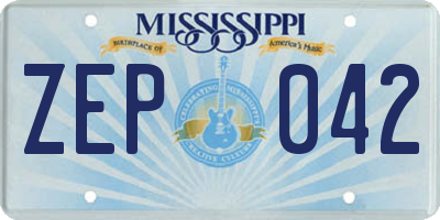 MS license plate ZEP042