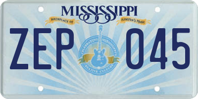MS license plate ZEP045