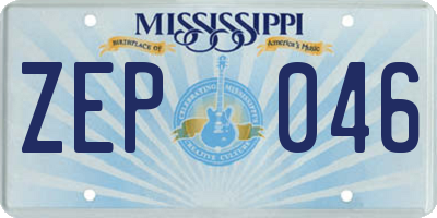 MS license plate ZEP046