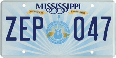 MS license plate ZEP047