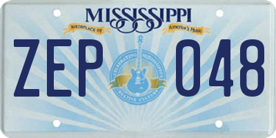 MS license plate ZEP048