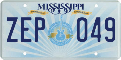 MS license plate ZEP049