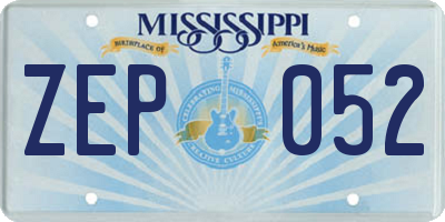 MS license plate ZEP052